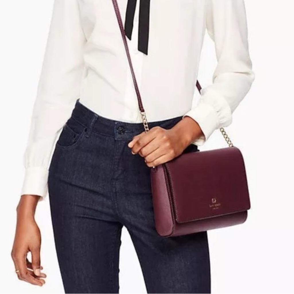 Kate Spade Charlotte Street Alek Crossbody Mulled Wine Saffiano Leather Euc